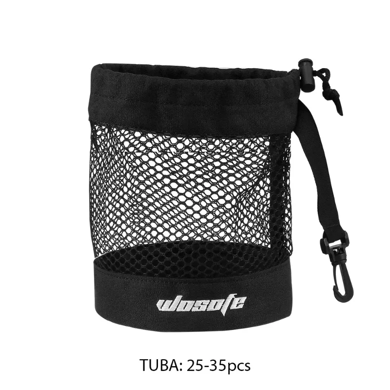 1 x schwarze Golfball-Tasche, mit hochwertigem Mesh-Nylon und hängendem Kunststoffclip, praktisch zum Aufhängen an der Golftasche