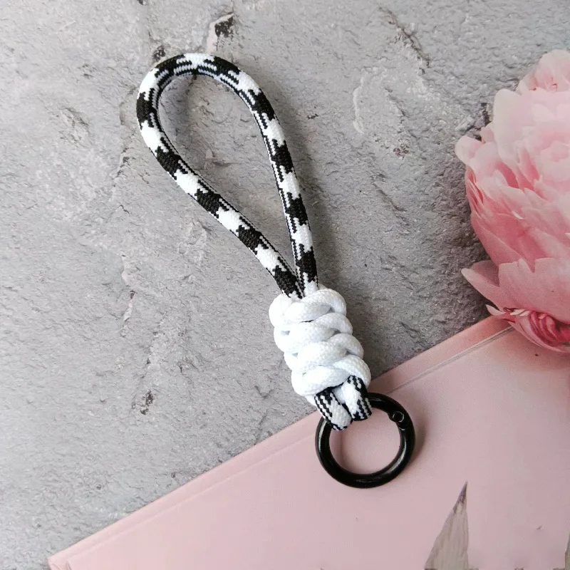 Cordão de celular com nó de combinação de cores, cordão trançado curto criativo, capa de celular, chaveiro pode ser destacável para preve