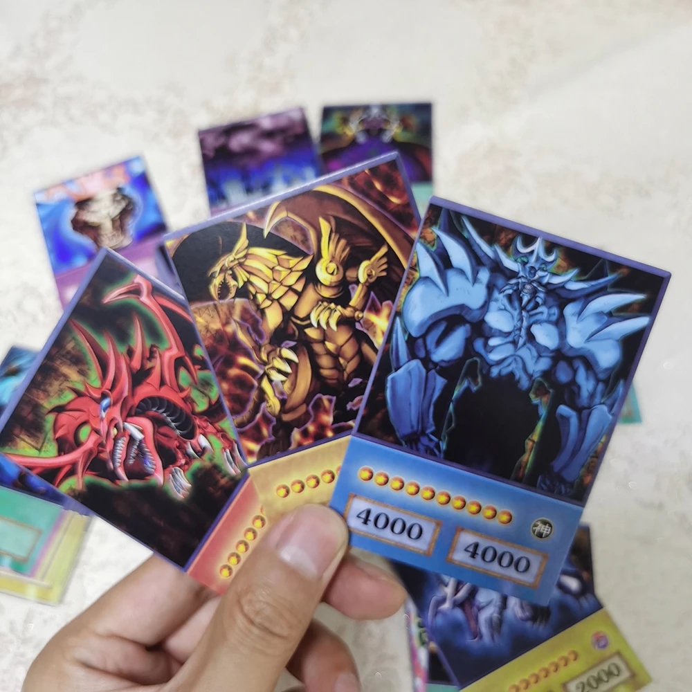 Yu-Gi-Oh การ์ดอนิเมะดวงตาสีฟ้าเข้ม exodia Obelisk slifer RA Yugioh DM 100ชิ้นการ์ด DIY สำหรับเด็กของขวัญคริสต์มาส