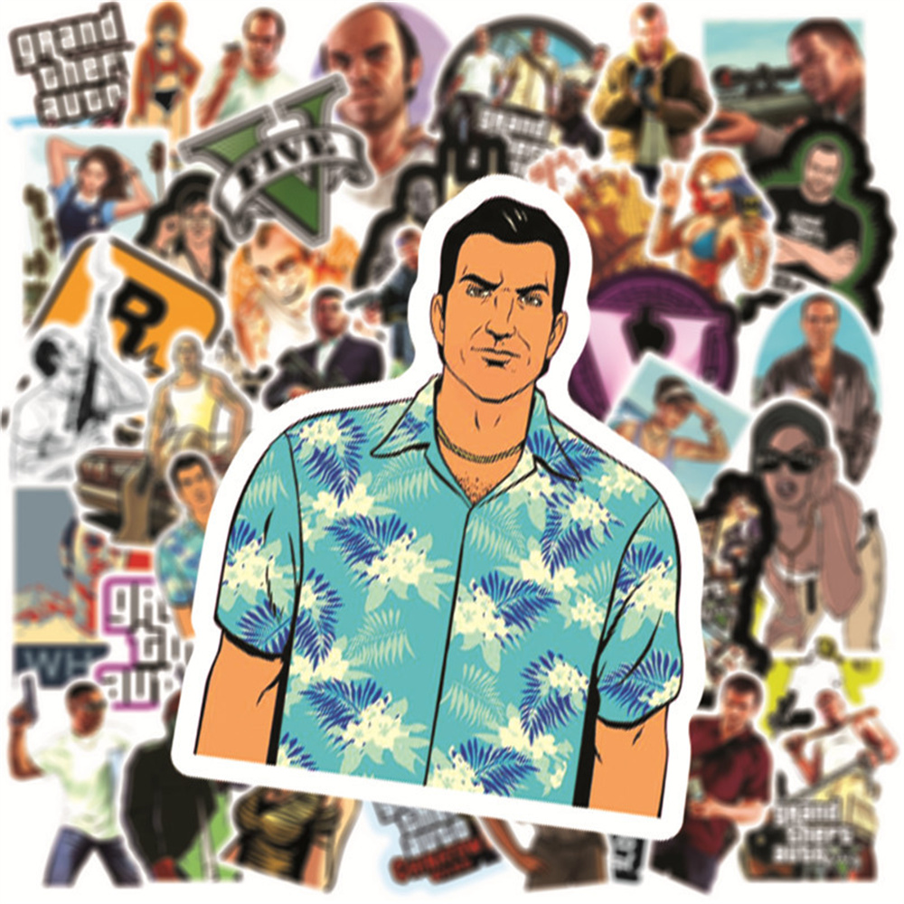 50 sztuk strzelanka GTA naklejka z postaciami na dziennik bagaż Laptop IPad deskorolka kask naklejki wodoodporne