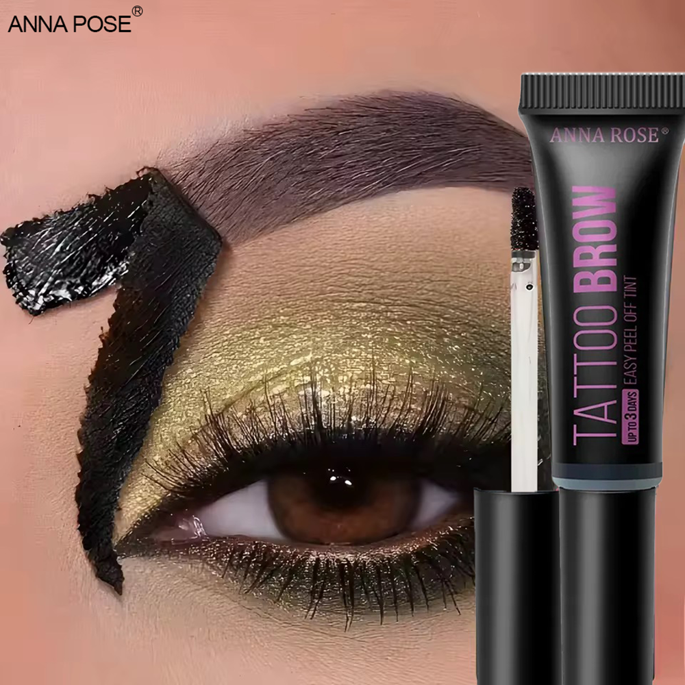 Waterproof Peel-Off Tattoo Brow Gel with Stencils, Long-Lasting 3 Days, Smudge-Proof, Multi-Look, Safe for All Skin Types,Unisex