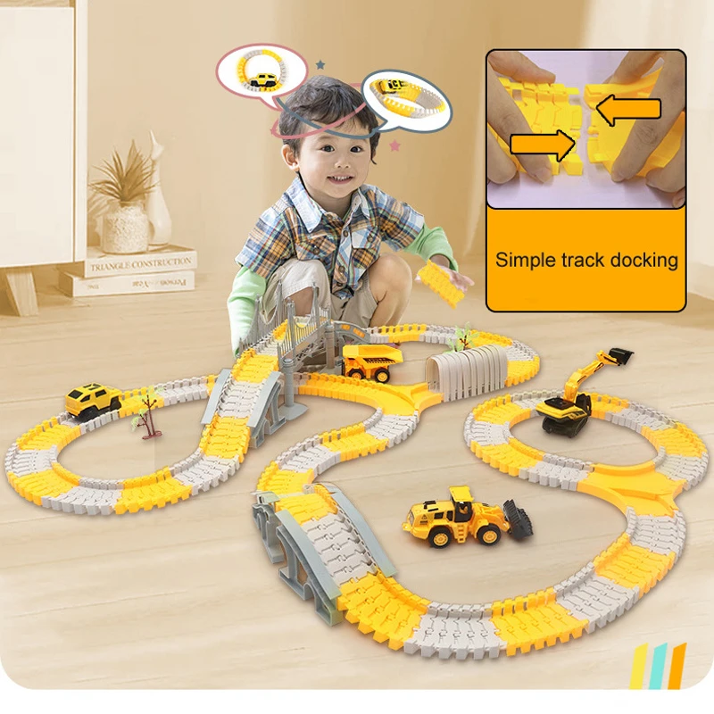333 個 DIY レース柔軟な鉄道レーシングプレイゲームセットトラックレールカーおもちゃ子供ベンド電子教育マジックブレイン