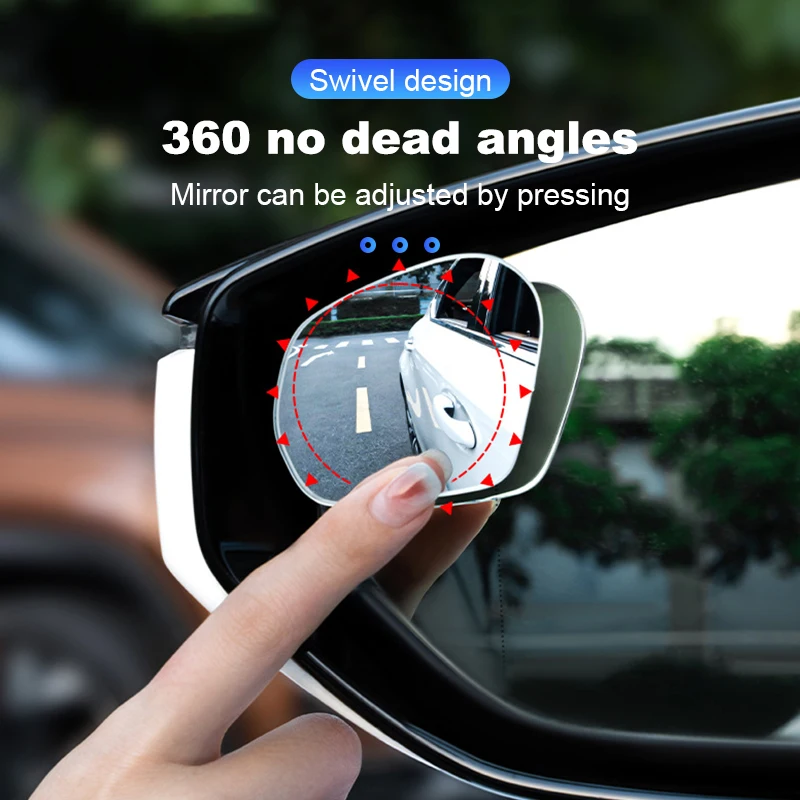 Seametal 2 pçs espelhos retrovisores do carro 360 graus ajustável espelho de ponto cego hd sem moldura grande angular espelhos auxiliares retrovisores