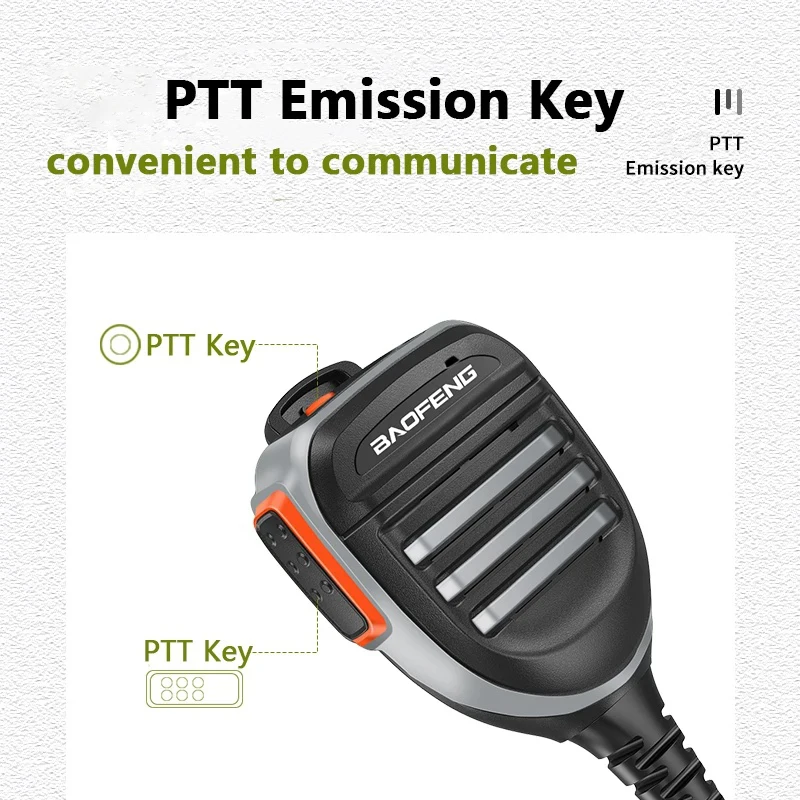 Baofeng walkie talkie alto-falante microfone à prova dwaterproof água ptt microfone para uv5r UV-16 pro UV-13 plus rádio em dois sentidos quansheng UV-K5 (8) UV-K6