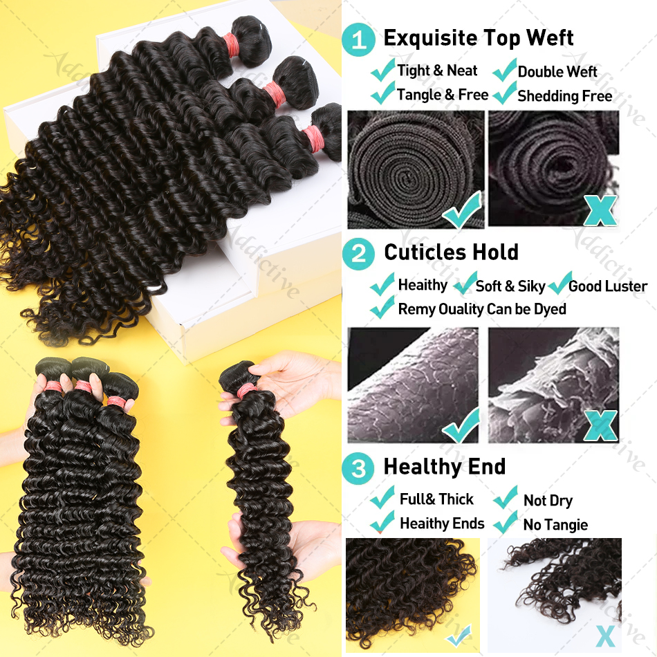 Deep Wave 1 3 4 Bundles Virgin Deep Curly Human Hair Extensions ธรรมชาติผม Water Wave 26 28 30 นิ้วสําหรับผู้หญิง