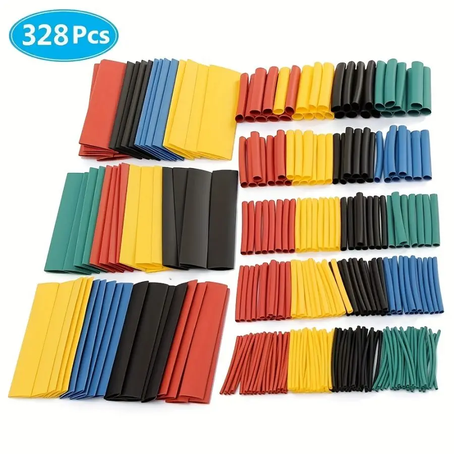 328 pces tubo termorretrátil manga de proteção de fio isolado tubo termorretrátil encaixotado cor preto tubo termorretrátil