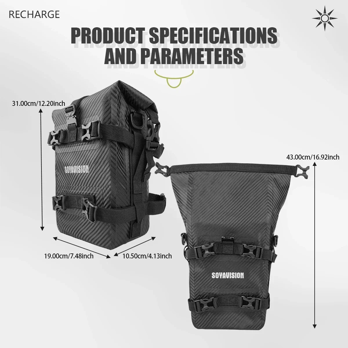 Bolsillo lateral impermeable para motociclismo, bolsa de almacenamiento para parachoques de gran capacidad, bolsa colgante para motocicleta, bolsa trasera