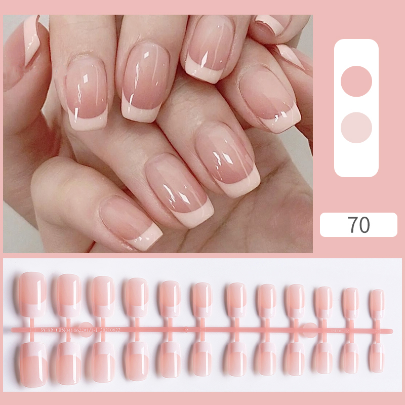24 unids/set blanco francés prensa en uñas postizas cubierta completa Artificial uñas usables puntas de belleza desnudo francés blanco uñas postizas arte