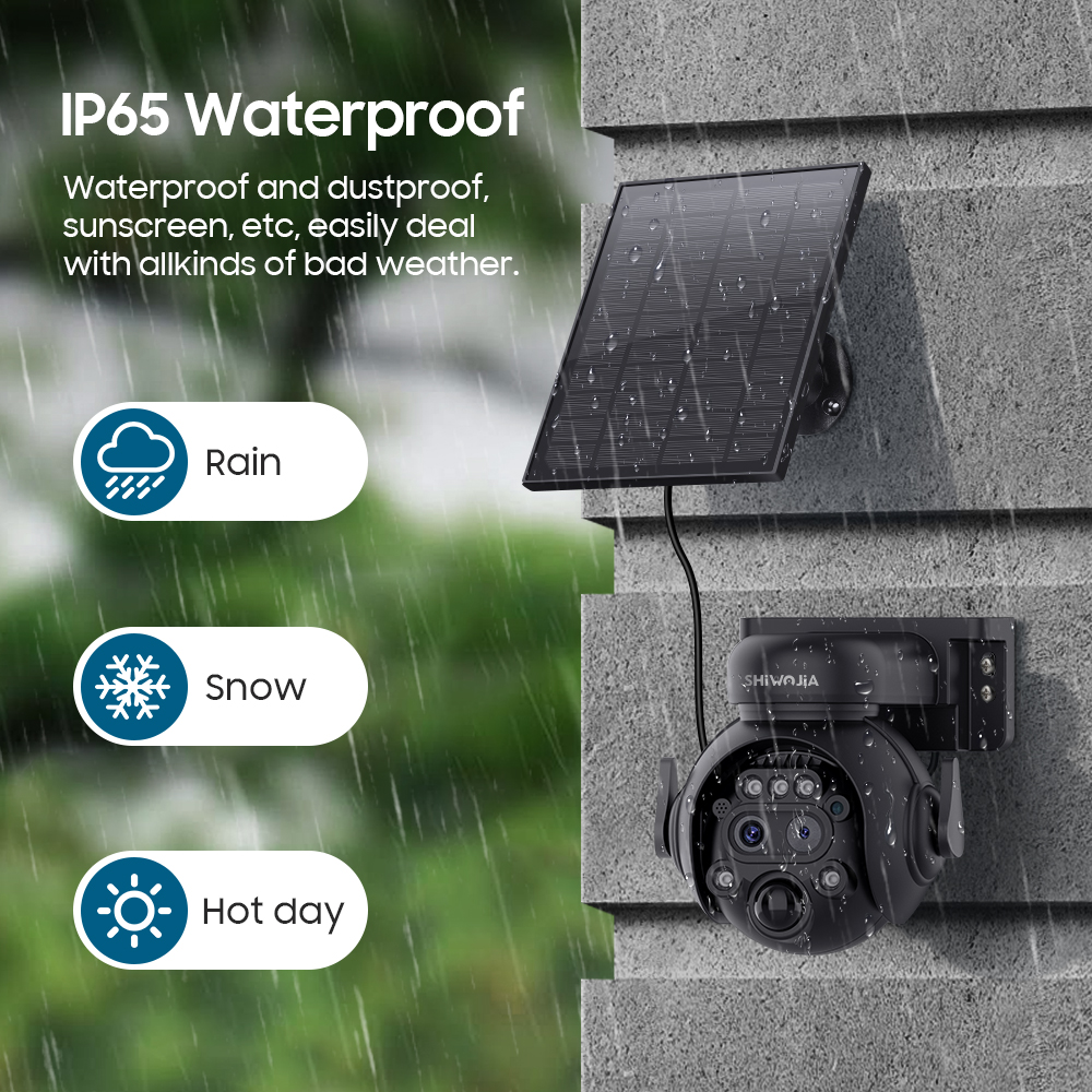 SHIWOJIA 12X Zoom 4G LTE Telecamera di sicurezza solare 8MP Visione notturna Dual-Lens WiFi esterno Batteria solare Telecamera PIR Rilevamento umano