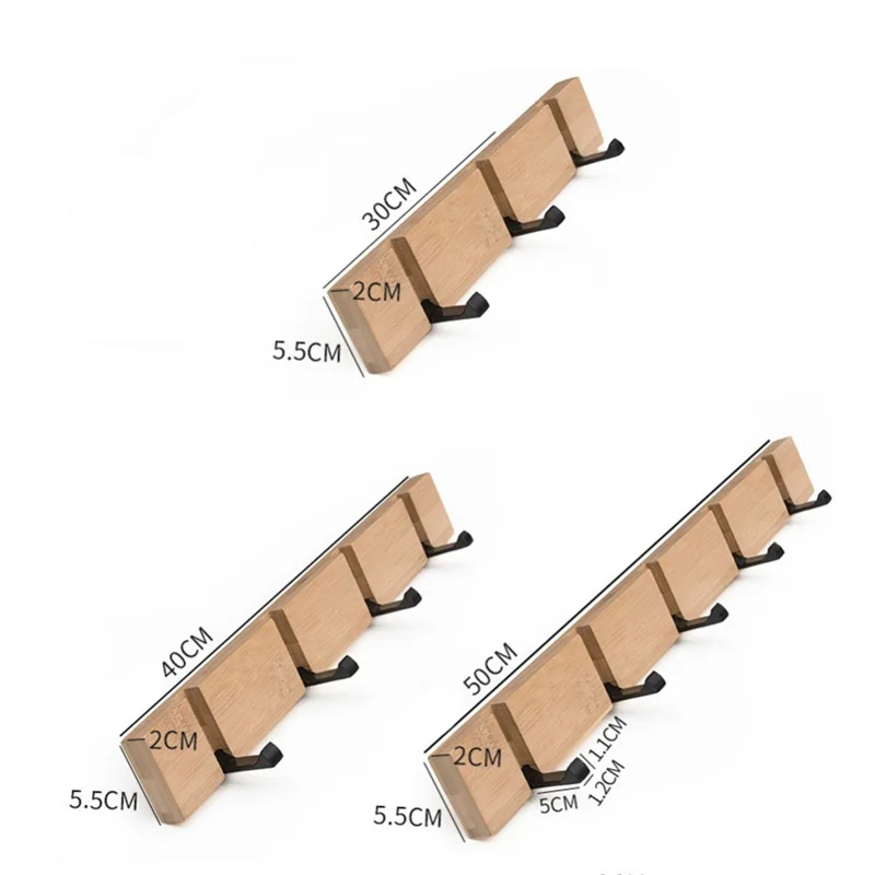 พับไม้ไผ่ติดผนังตะขอเสื้อผ้าในครัวเรือนชั้นวางเสื้อผ้าผ้าเช็ดตัว Coat Hook แขวนประตูห้องน้ํา Rack