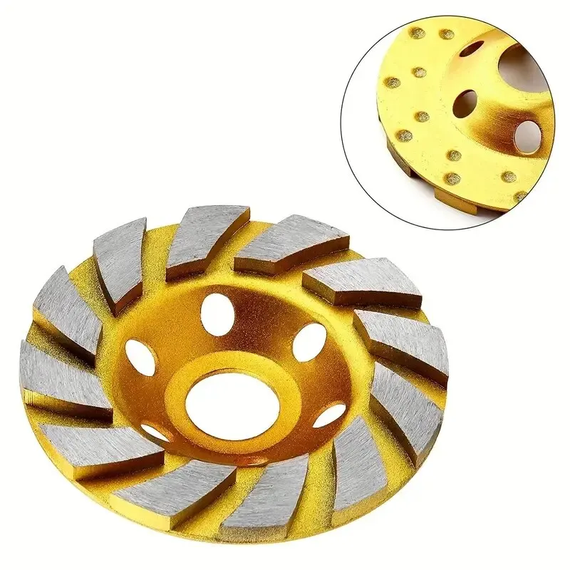 Rueda de copa de molienda de diamante Turbo de hormigón de 4 pulgadas, ruedas de amoladora angular de alta resistencia de 12 segmentos para amoladora angular