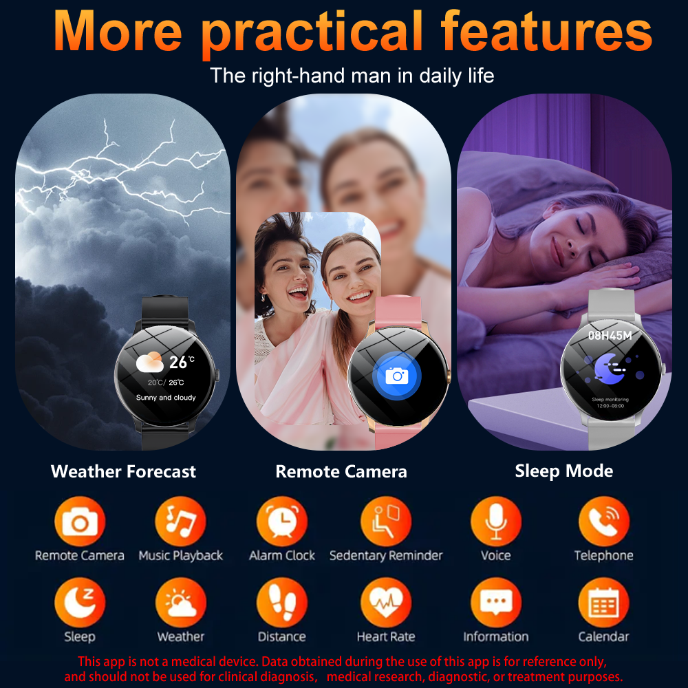 LAXASFIT 2025 Nieuw slim horloge Heren Volledig touchscreen Sporthorloge Bluetooth-wijzerplaat en antwoord Smart Watch Dames Vakantiecadeau