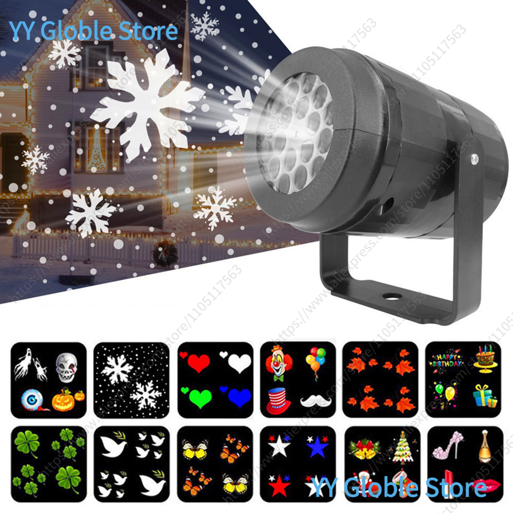 Proyector de copo de nieve de Navidad, decoración grande, fiesta de Navidad, luz Led láser para escenario, iluminación giratoria de Navidad, decoración de jardín