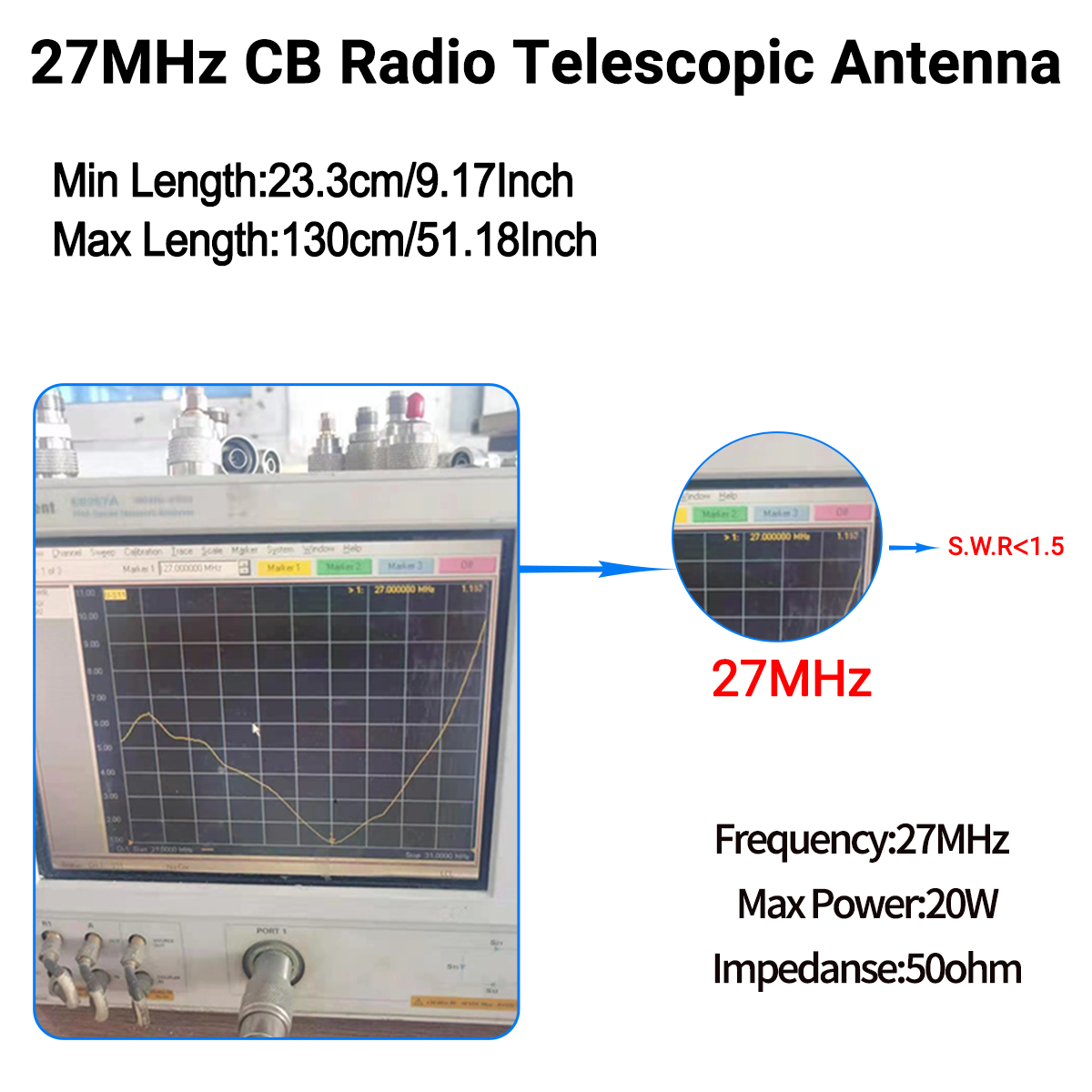 ABBREE 27MHz SMA-Female/SMA-Male/BNC Handheld Telescopic CB Antenna For Quansheng UV-K5 UV-K5(8) baofeng UV-K61 Walkie Talkie