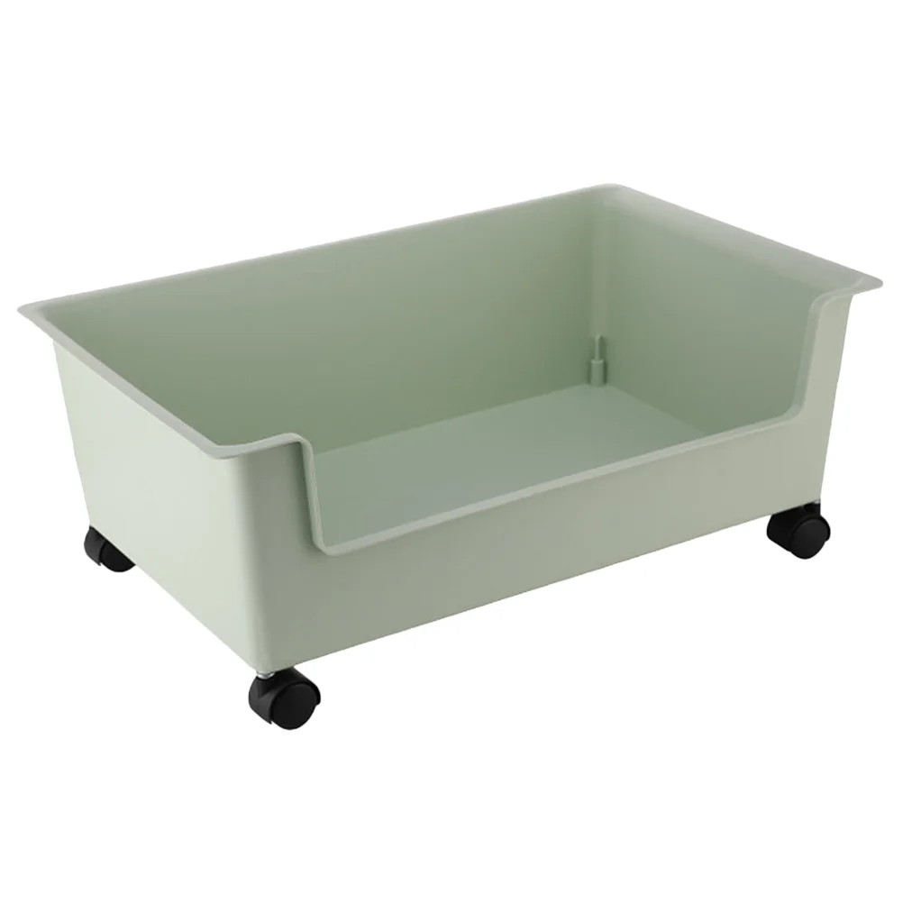 Movable Student Classroom Book Box with Pulleys Storage Organizer Sundry Sundries Container Bins Basket Plastic Holder Bookcase