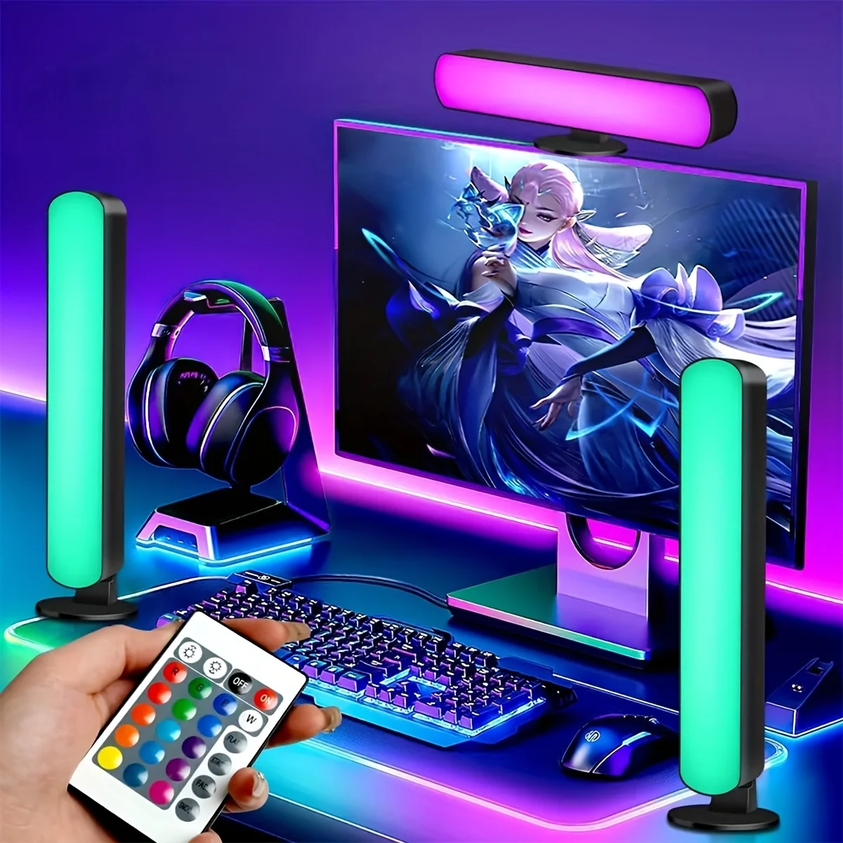 RGB 16 Kolorów Ambient Light z Pilotem 1/2 Pakiety Inteligentna Lampa Stołowa LED do Pokoju, Gier, TV i Dekoracji Biurka na Imprezy, Listwa Świetlna