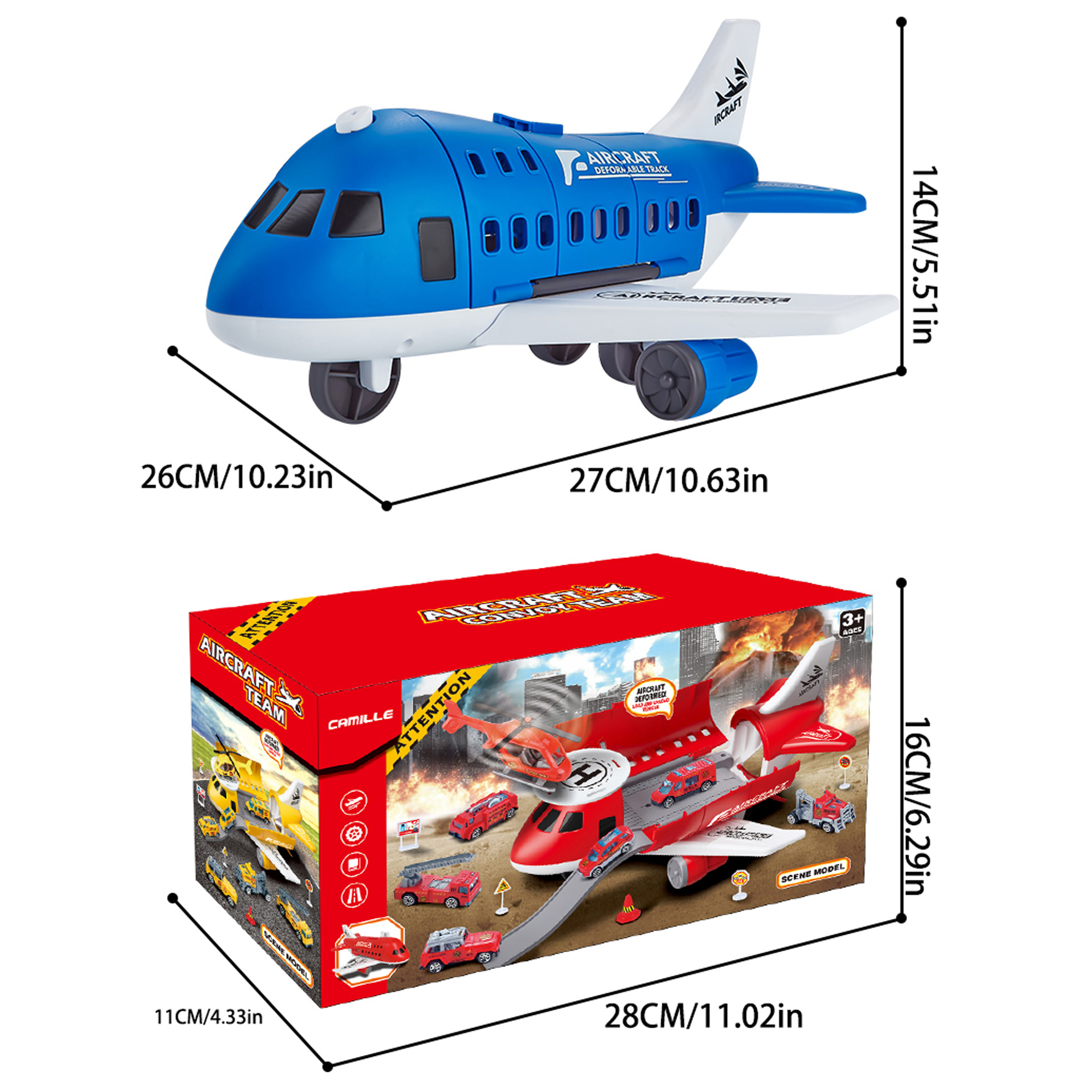 Combinação de brinquedos de avião de deformação criativa e inovadora - Vários temas, embalagem de caixa de presente - Presentes adequados para meninos e meninas