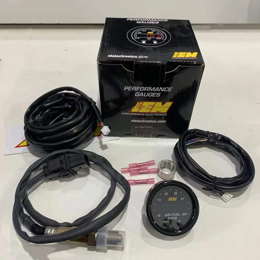 AE-M Novo medidor de sensor de banda larga 30-0300 X-series AFR O2 UEGO Kit de medidor de relação de combustível de ar para decalque AEM