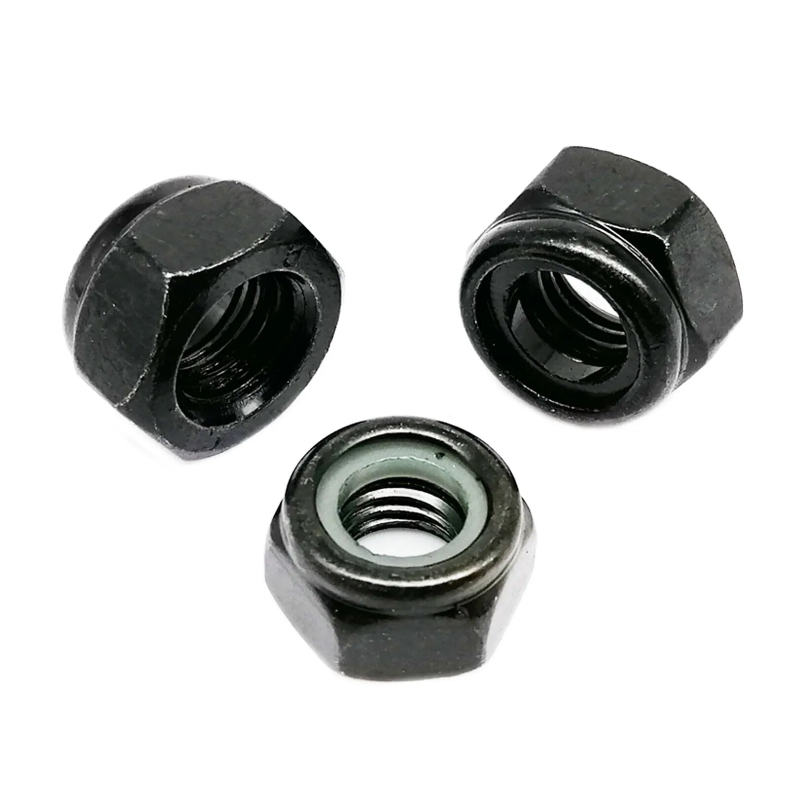 200pcs DIN985 Hexagon Nylon Insert Self Locking Nut Nylock Locknut Assortment Kit Set M2 M2.5 M3 M4 M5 M6 M8 Black Carbon Steel