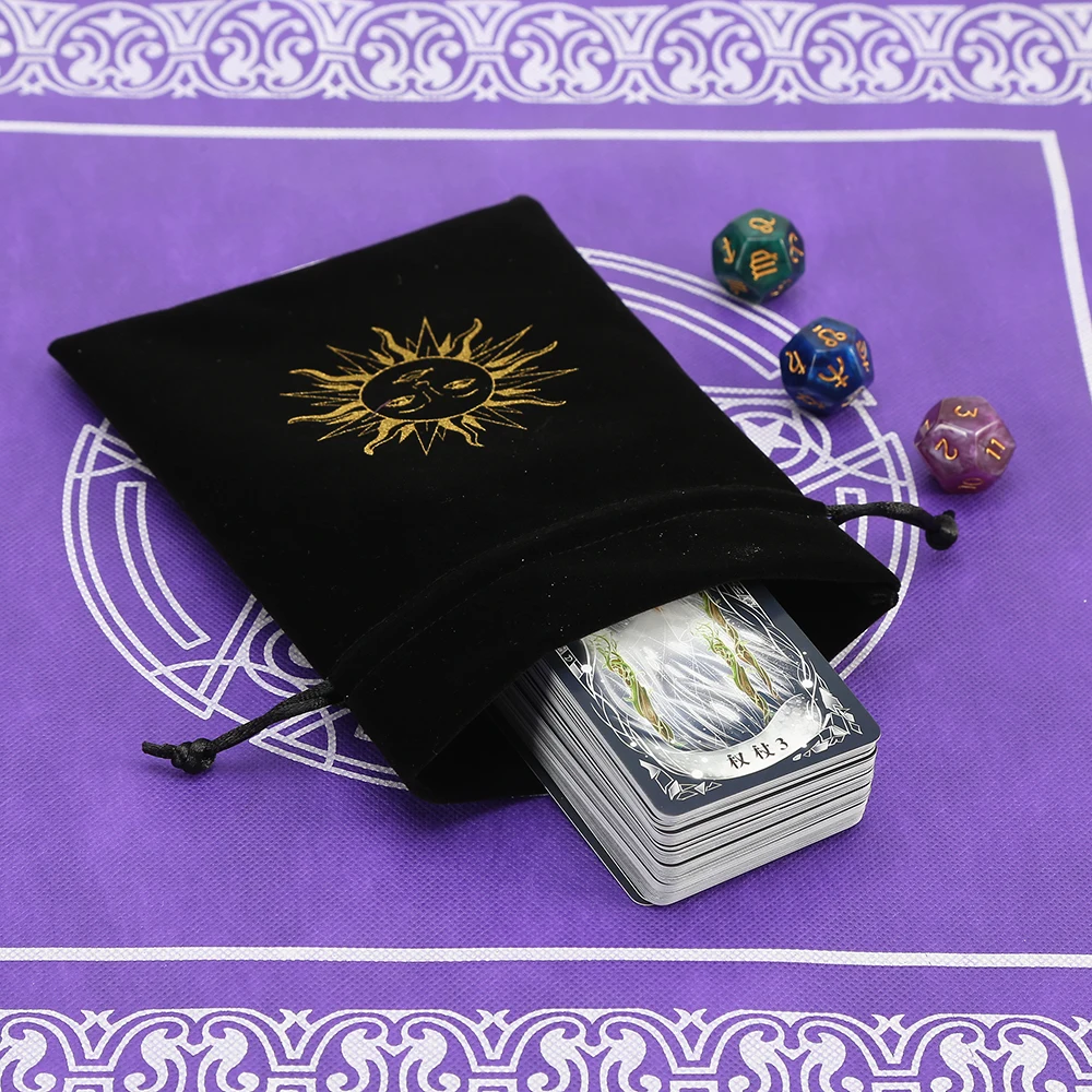 1 ชิ้น 13x18 ซม.กํามะหยี่สีดํา TAROT กระเป๋า Oracle การ์ด Runes Constellation แม่มด Divination อุปกรณ์เสริมเครื่องประดับลูกเต๋ากระเป๋า