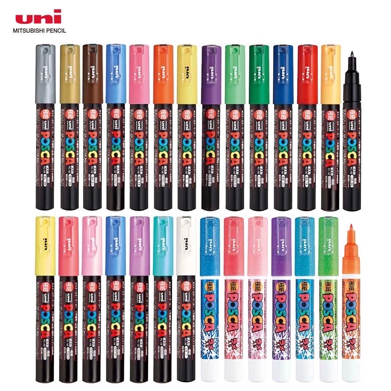 Uni Posca Full Marker PC-1M 3M 5M Multi-Colours Acrylic rotulador permanente POP Poster graffiti marqueurs For Fabric Rock Metal