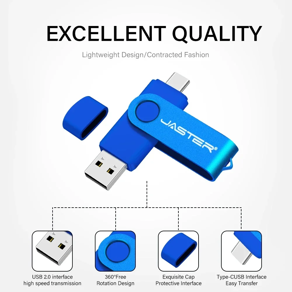 Unidad Flash USB TYPE-C, 128GB, llavero gratis, unidad de bolígrafo de 64GB, regalo de negocios creativo, memoria roja, capacidad Real, disco U azul 32G