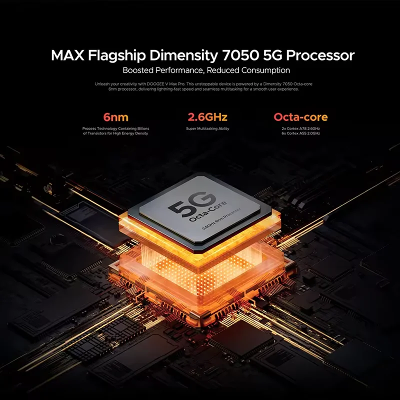 Doogee v max pro smartphone robusto dimensão 7050 5g 6.58 "tela ips 12gb 512gb 22000mah/33w 108mp ai câmera android 14 nfc