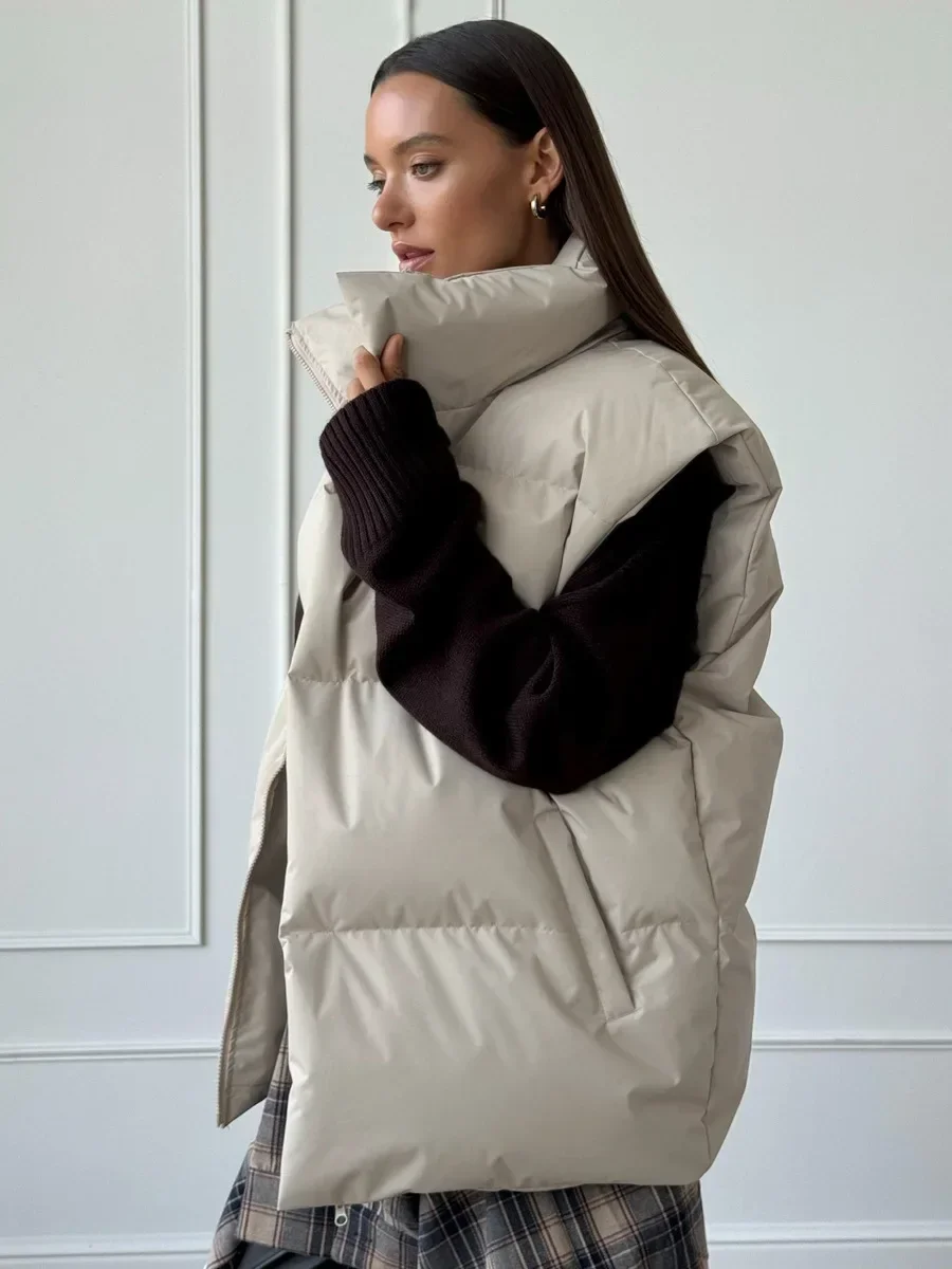 Wolfeel-Chaleco de algodón para mujer, chaqueta gruesa, cálida, holgada e informal, sin mangas, para Otoño e Invierno