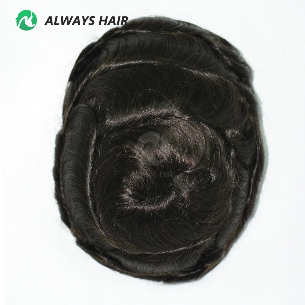 OS25-Pelucas de cabello indio peluquín de piel fina para hombre densidad del cabello 100% 110% 1/8 "V Loop Front & Knot sistema de prótesis de cabello liquidación