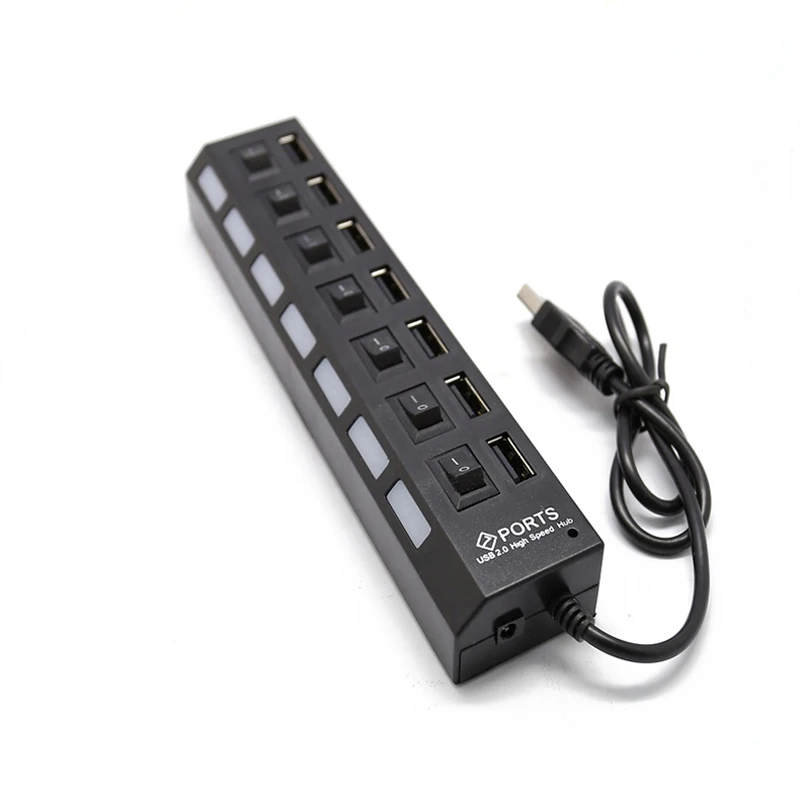 Divisor de concentrador USB con interruptor Individual, divisor de puerto USB de 4/7, adaptador USB de interruptor Individual, enchufe multipuerto alimentado por encendido/apagado
