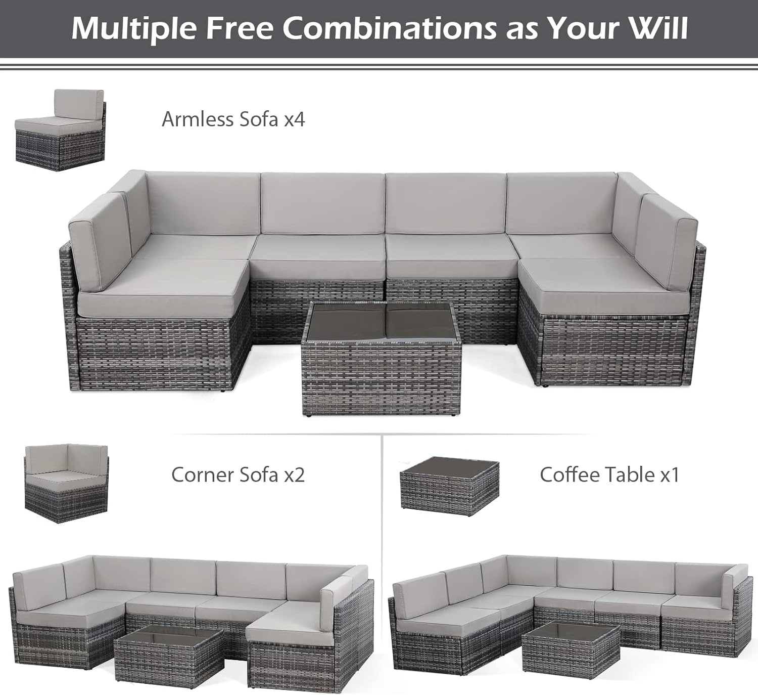 Outdoor Sectional Furniture Chair Set 