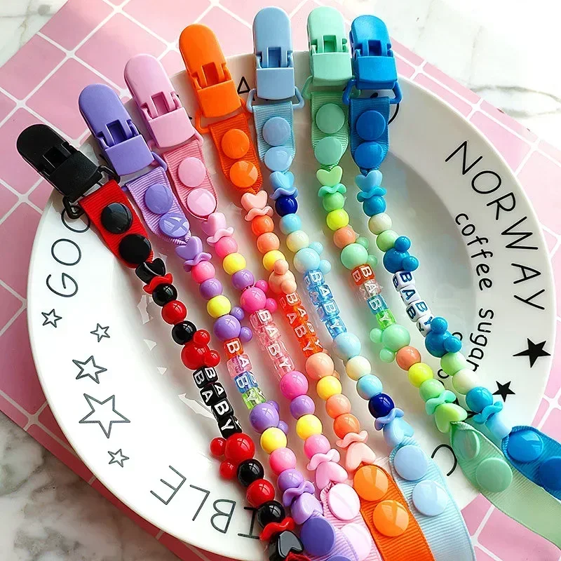 Clips de cadena para chupete, soporte hecho a mano, cadenas de chupete de silicona, mordedor para bebé, cadena de dentición para regalos de bebé, accesorios para niñas y niños