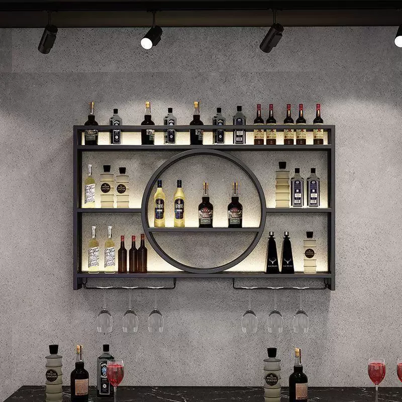 Iron Bar Counter,Wine Rack,Wall Mounted Wine Cabinet, Wall Mounted Bar, Red Wine Restaurant, Wall Mounted Bottle Display Cabinet