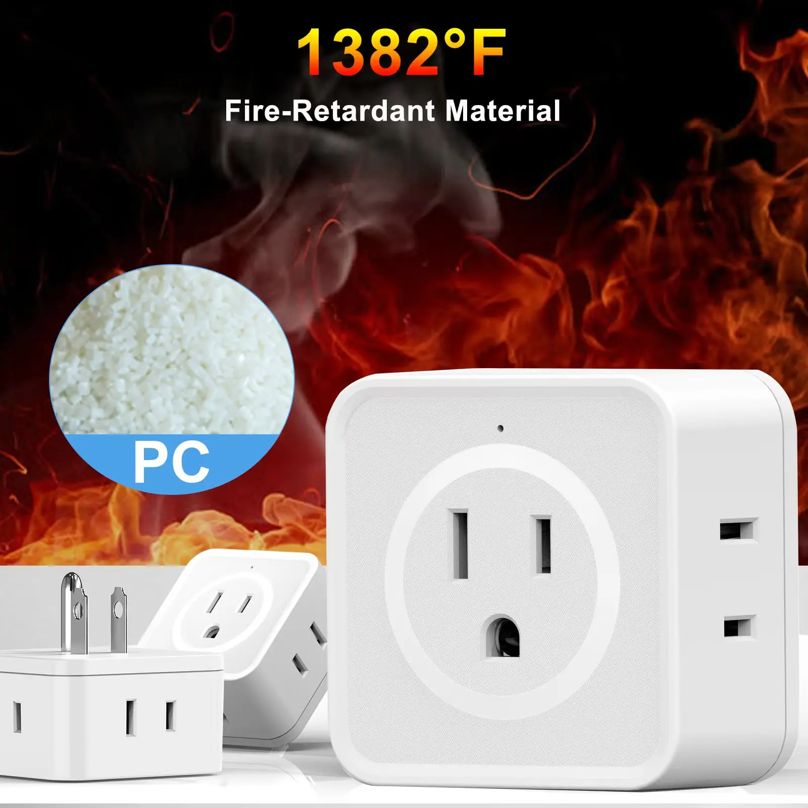 Extensor de salida de enchufe múltiple de 5 vías, expansor de toma de pared, divisor de toma de corriente pequeño para viajes, hogar, oficina, dormitorio