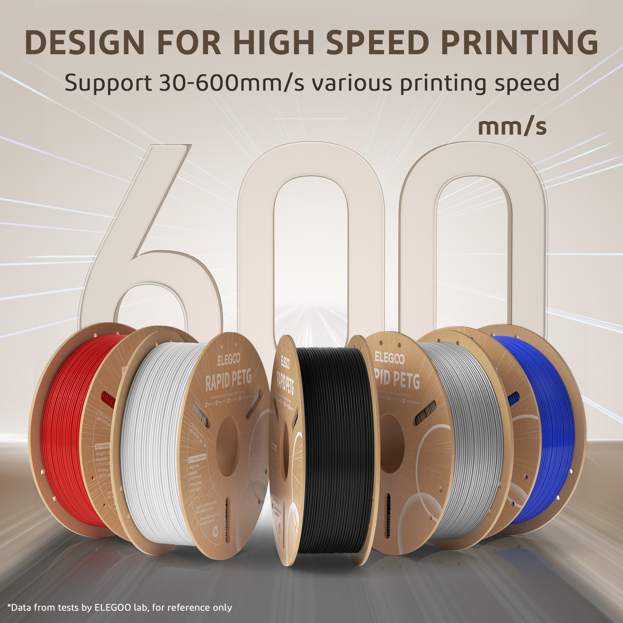 ELEGOO Rapid PETG Filament 1,75 мм, 1 кг, высокоскоростная нить для 3D-принтера 30-600 мм/с, 1 кг, подходит для большинства 3D-принтеров FDM