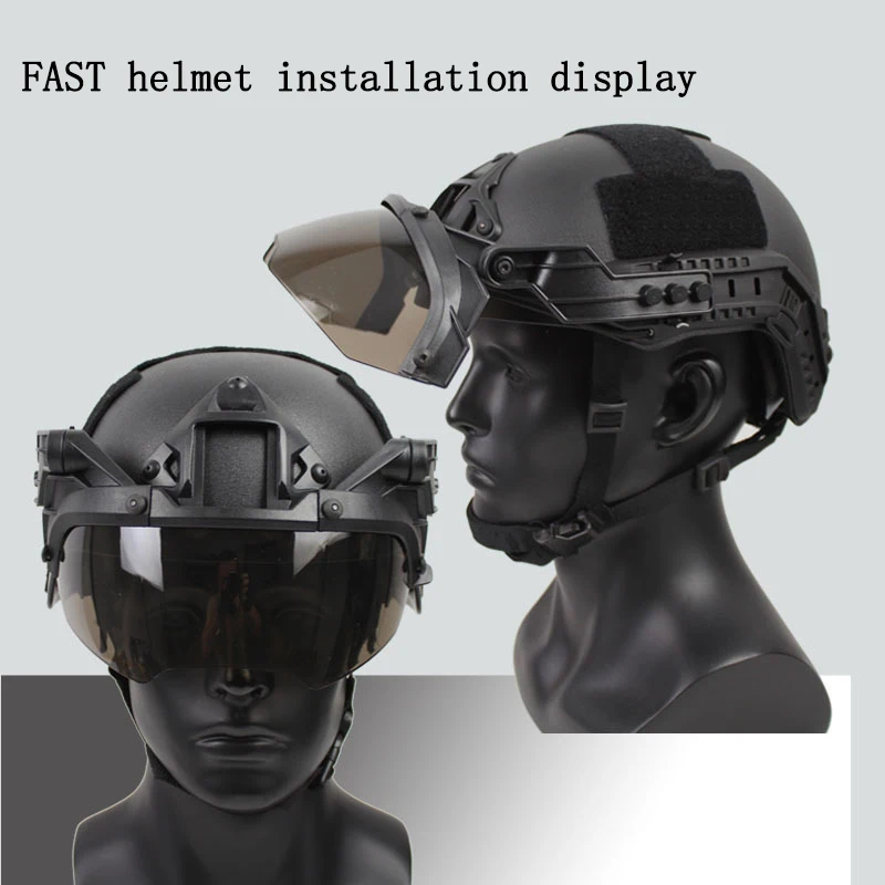 Guía RÁPIDA, gafas para casco táctico, guía para casco AF RÁPIDO desmontable de 90 grados, gafas protectoras antivaho y antidisturbios OP CS