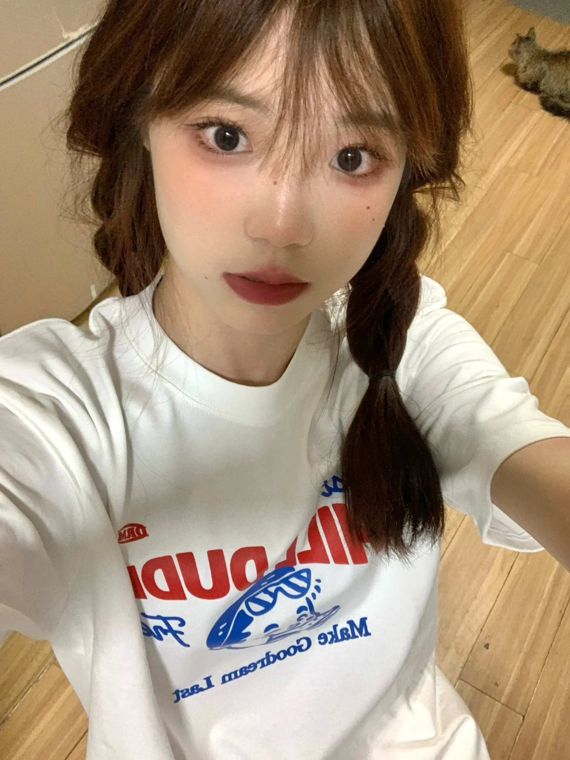 夏フレッシュプリント Tシャツレディースカジュアルキッズ漫画サンドイッチトップトレンディコットン 100% ハイエンド感