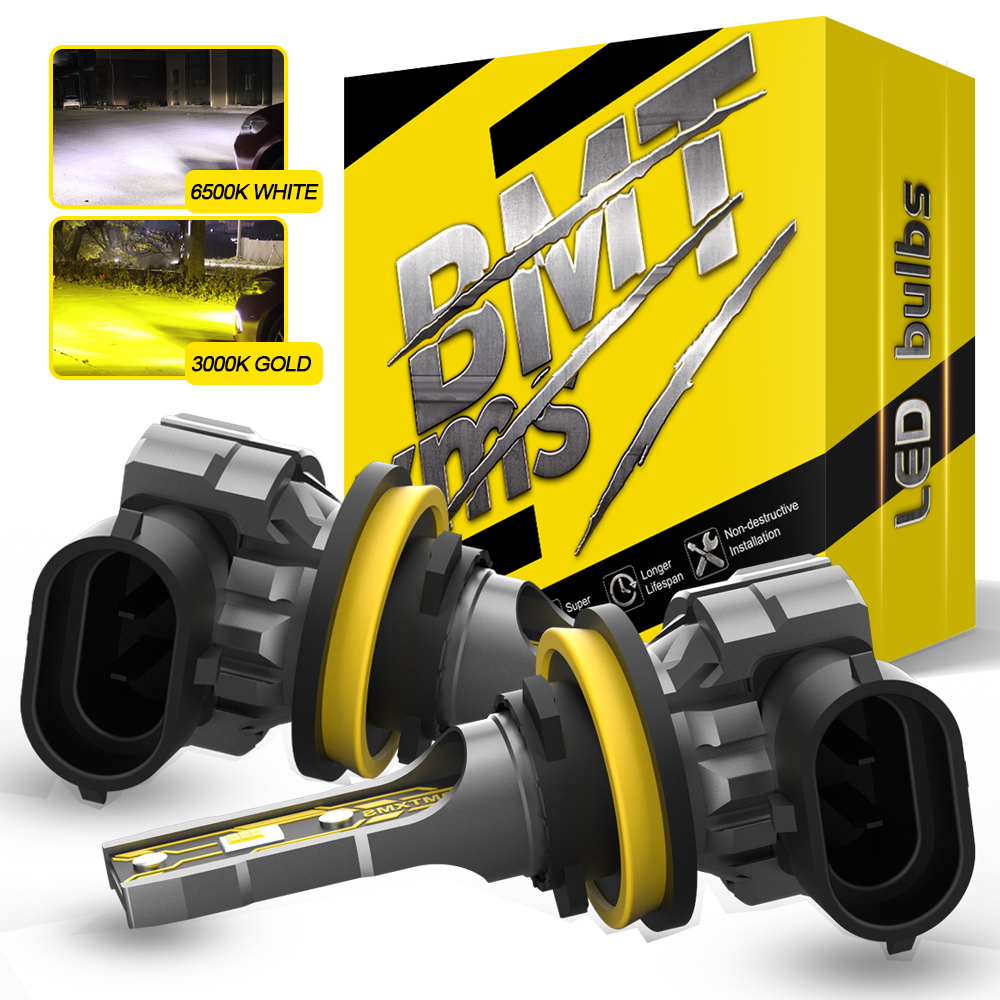 BMTxms 2 pièces Canbus H11 H8 LED ampoules antibrouillard 9006 HB4 HB3 9145 H10 H16 H27 880 881 LED CSP DRL lampe de voiture blanc jaune E2 12000LM