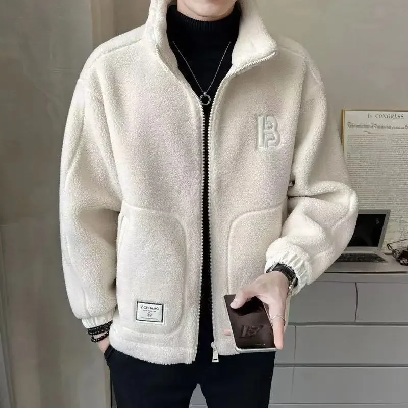 Fleece Warm Stehkragen Dicke Männliche Jacken Trend 2024 Luxus Polsterung Designer Vintage männer Mäntel Winter Casual Hohe Qualität