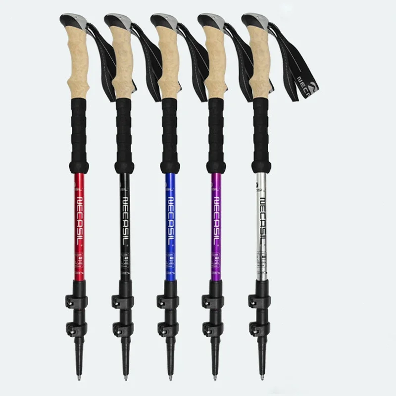 2 uds bastones de senderismo bastones para caminar Alpenstock telescópico ultraligero Premium ajustable con bloqueo rápido bastón de senderismo