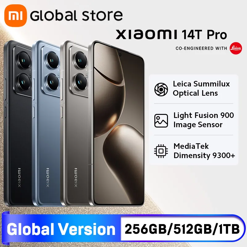 Смартфон Xiaomi 14T Pro 5G, глобальная версия, размер 9300+, процессор AI, дисплей, 50 МП, камера Leica, 50 Вт, беспроводная связь, 12 ГБ ОЗУ