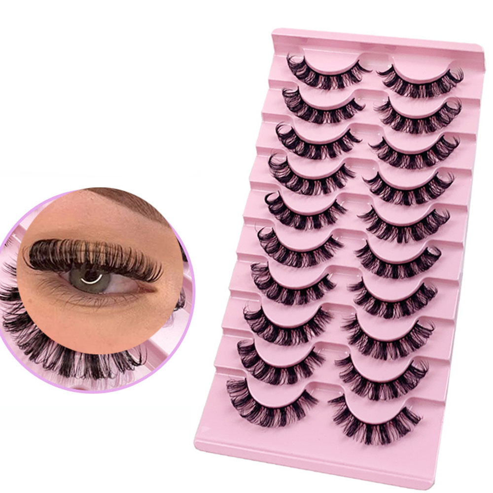 Hot Selling 10 Pairs Eyelashes Russian Volume Strip Lashes 5 Styles Mixed Natural Wispy D Curly False Eyelashes