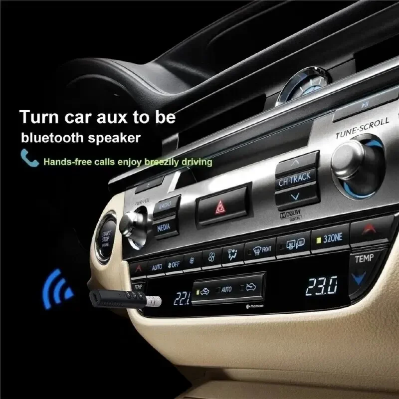 Trasmettitore ricevitore Bluetooth per auto BT5.0 Jack AUX da 3,5 mm Kit audio per musica stereo per auto Amplificatore per altoparlante Adattatore wireless con microfono