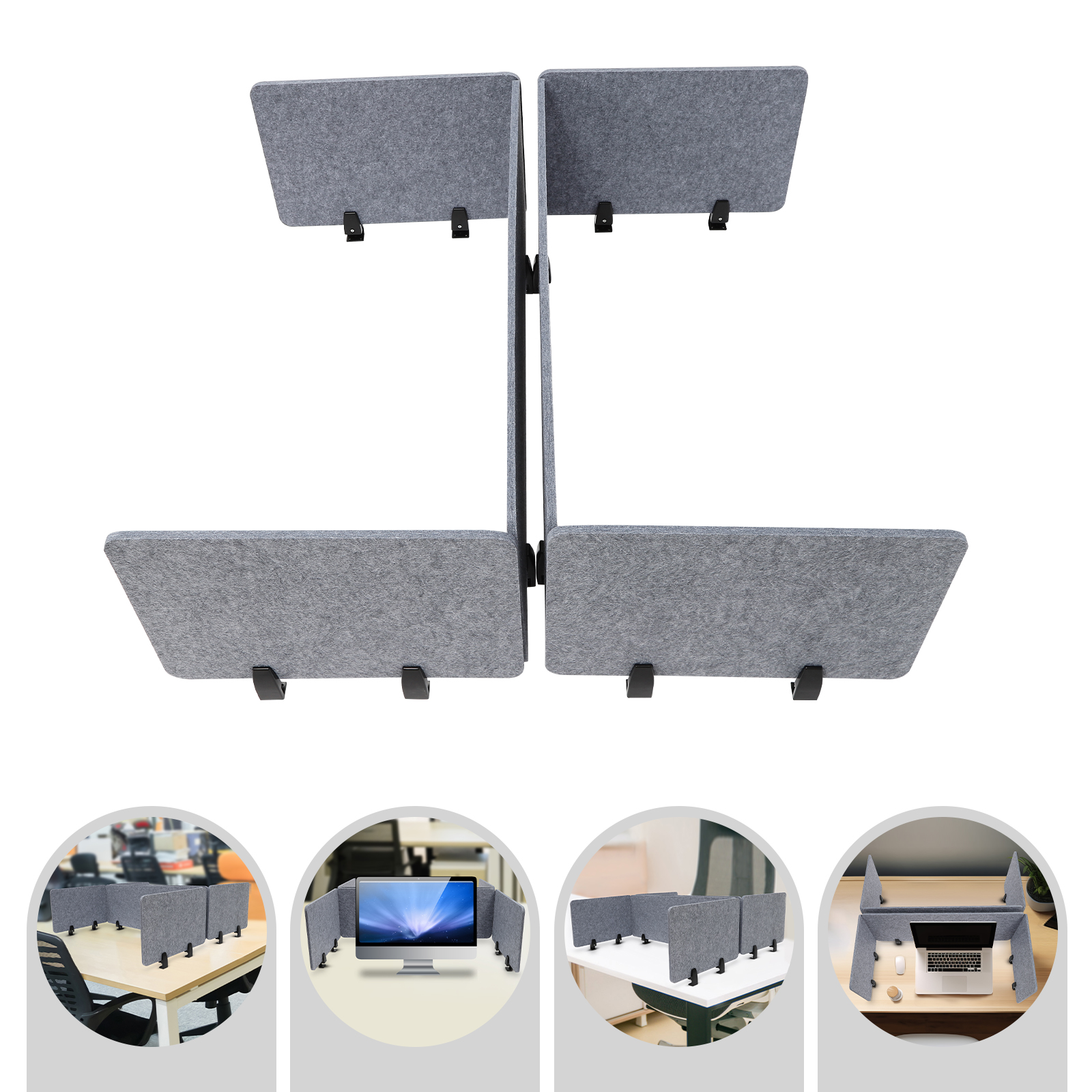 Stand Up Desk Acoustic Divider (Gray) | 47.25"x16" & 23.6"x16", Clamp-On, Polyester Fiber, Noise Reduction