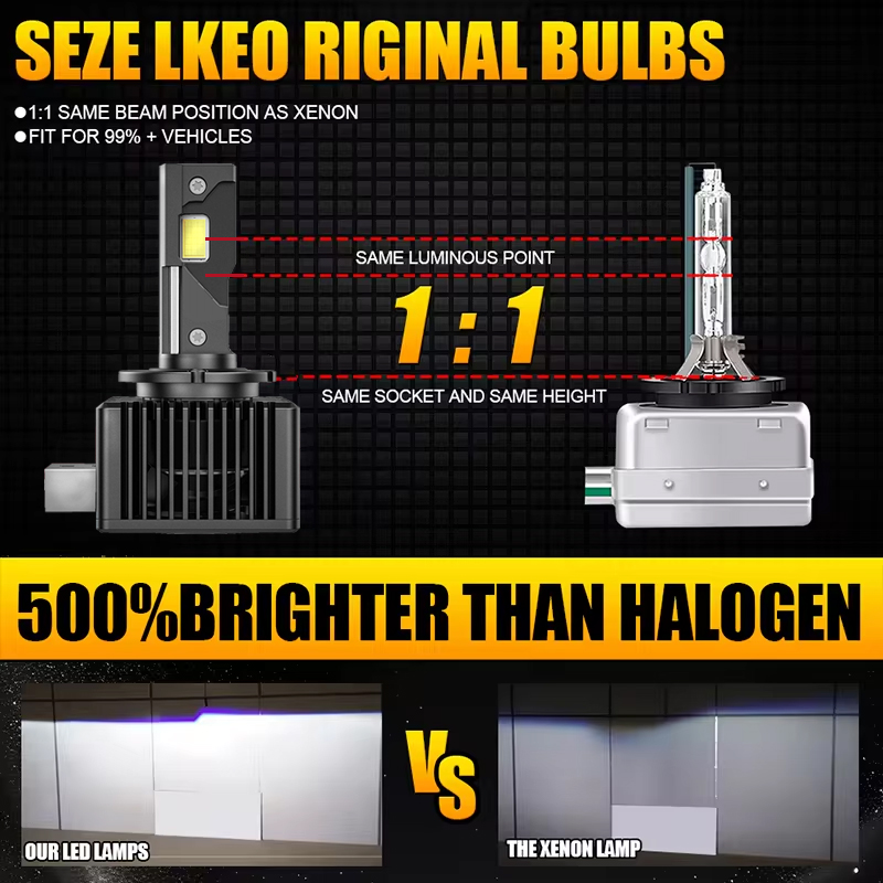 D1S D3S LED Faróis 1:1 Lâmpada de carro Xenon HID D2S D4S D8S D1R D2R D3R Turbo 1200000 LM Auto Bulbs Chip CSP de dois lados 6000K 