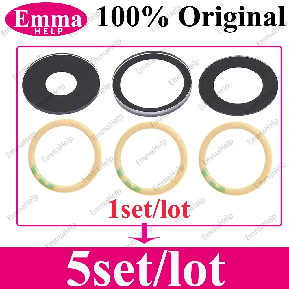 EmmaHelp 5set Original Sapphire Back Camera Glass Lens for iPhone 15 14 13 12 Pro Max 15Plus X XS XR