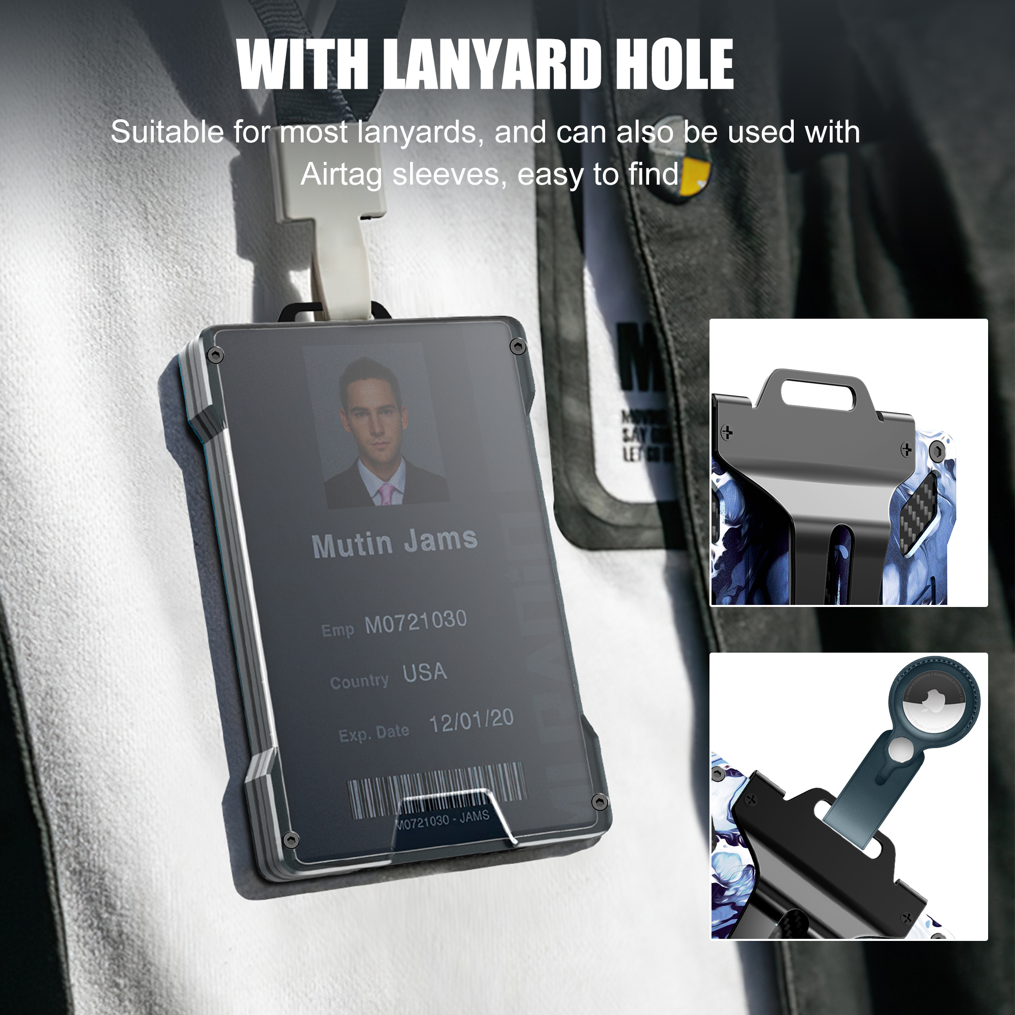 Portafoglio RFID sottile in alluminio da uomo - Capacità 15 carte con fermasoldi in metallo + finestra identificativa trasparente, design minimalista antifurto