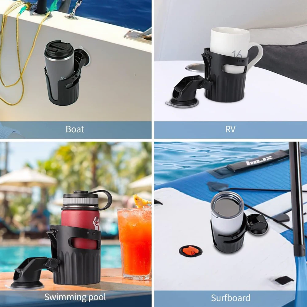 Saugnapfhalter, wiederverwendbar, 90 Grad verstellbar, faltbar, Getränkehalter für Zuhause, Badezimmer, Büro, Schreibtisch, Auto, Boot, Kajak, Surfbrett, Wohnmobil