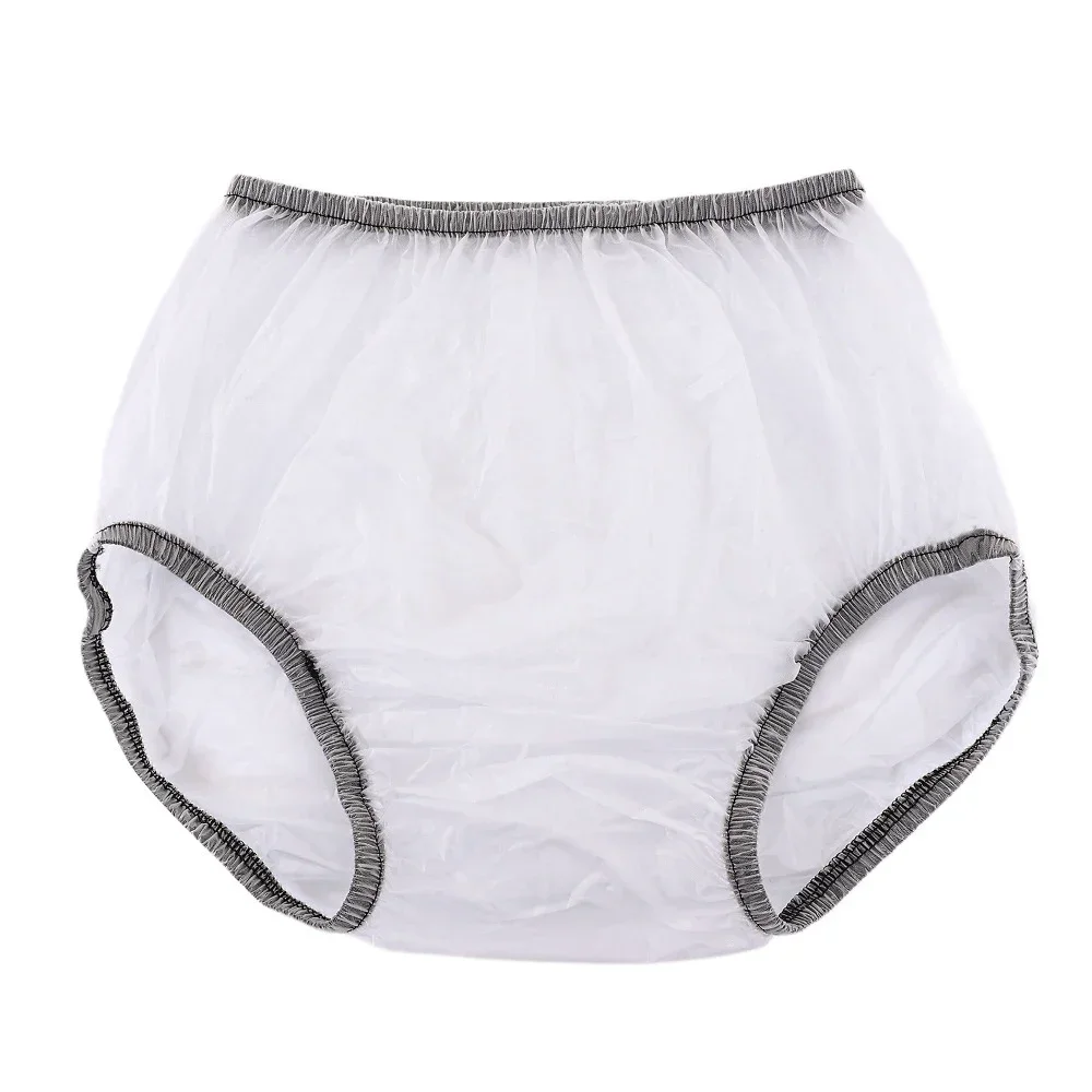 Cubierta de pañal de PVC para adultos, pantalones cortos de plástico con cintura elástica para hombres y mujeres mayores, pantalones de pañales impermeables transparentes, 1 ud.