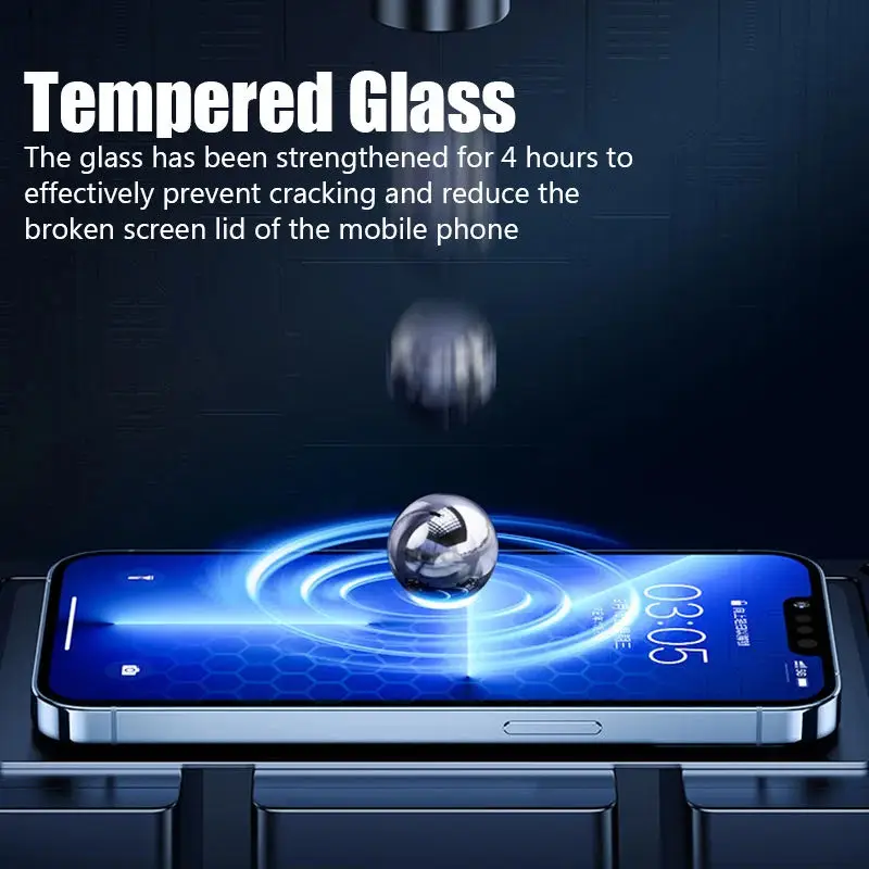 4 Uds 500D cubierta completa de vidrio Protector para iPhone 13 12 11 14 15 Pro Max Protector de pantalla templado iphone 14 15 16 PLUS película de vidrio